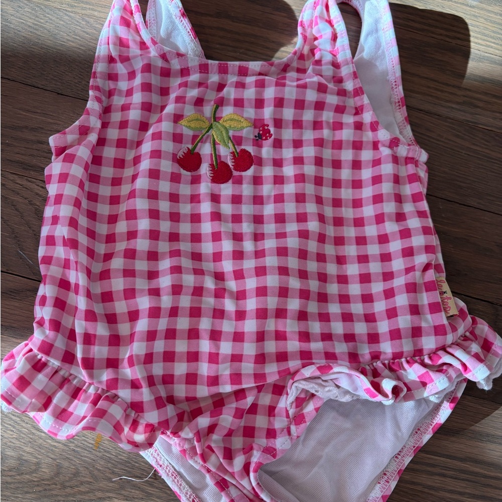 Le Top Pink and White Gingham Swimsuit